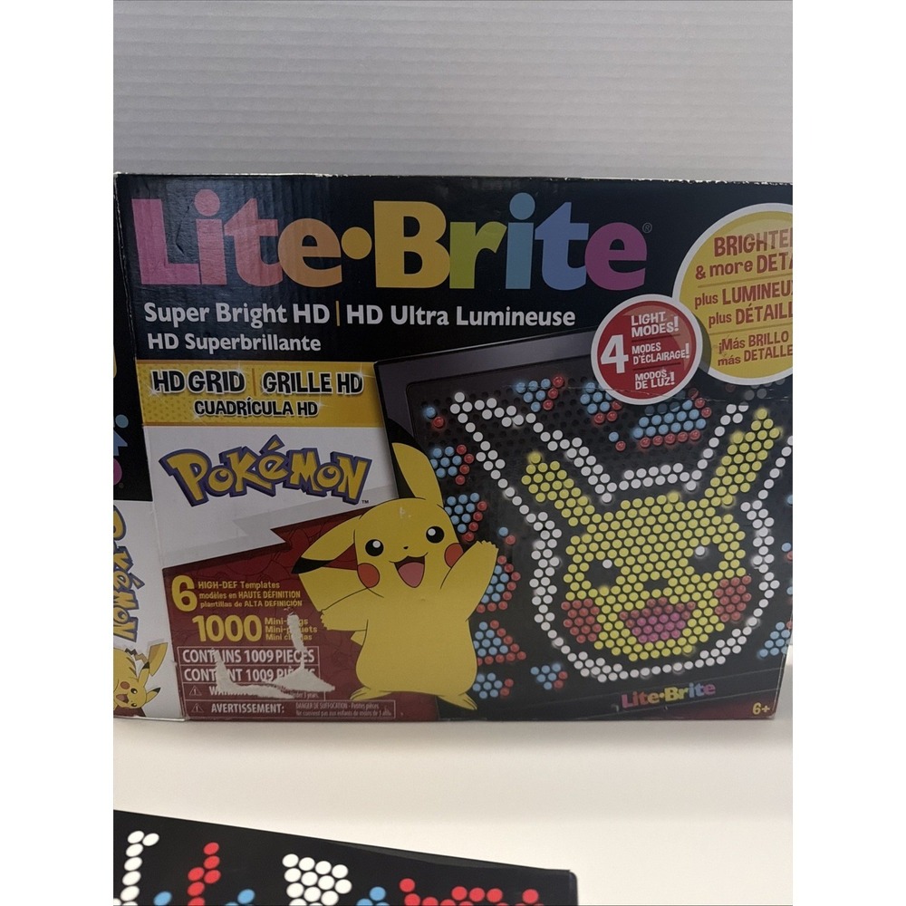 Lite-Brite Super Bright HD Pokemon Edition 1000 Mini Pegs 6 Templates Pikachu